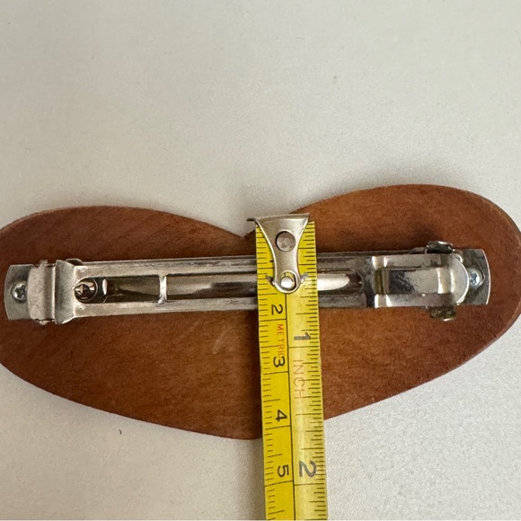 Handmade Wood Hair Barrette Clip Heart Wood No Glue, Screwed Into Wooden Heart - Picture 6 of 10